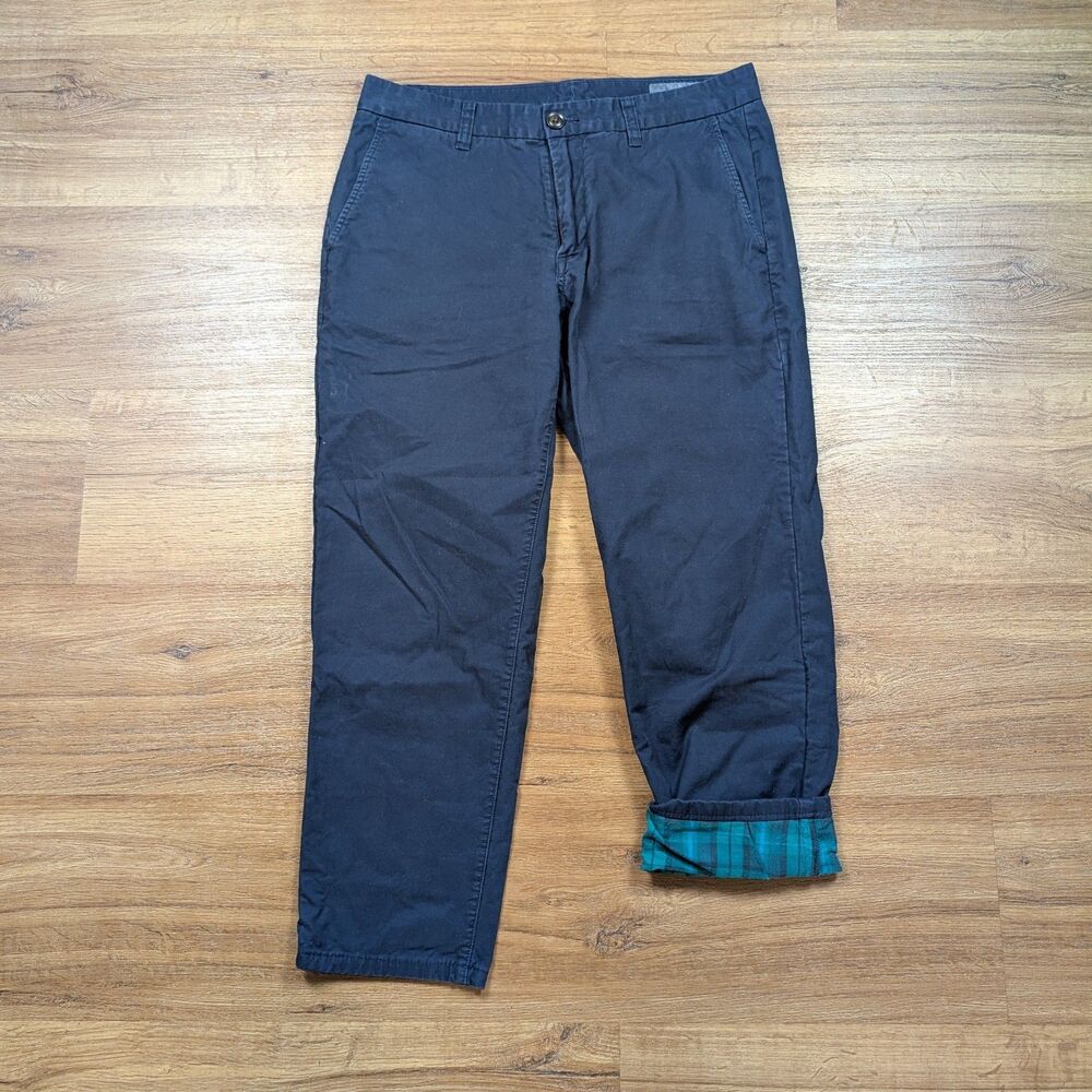 Bonobos Flannel Lined Chino Pants Mens 30x30(24) Blue Cotton Casual Hemmed